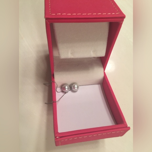 AAA Akoya Silver Pearl Drop Earrings with 14k gold chain